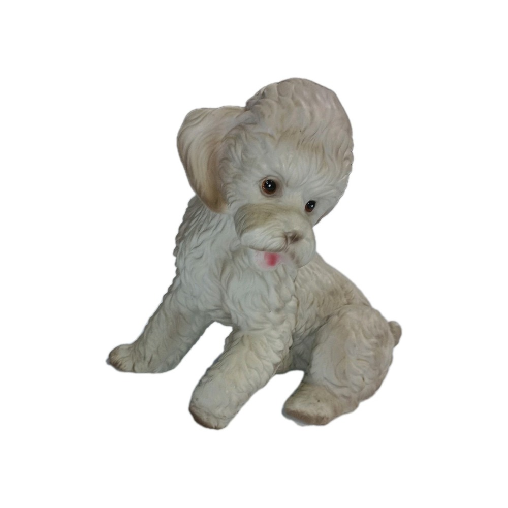 Vintage Poodle Puppy Figurine Seated  By Royal Crown Porcelain Bisque Japan‎ 7"